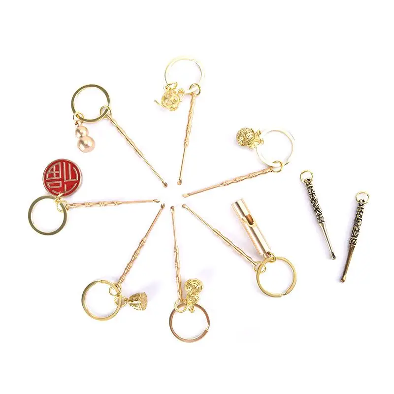 

1pc Ear Spoons Retro Brass Portable Ear Cleaning Tool Ear Pick Ear Wax Remover Curette Cleaner Keychain Pendants