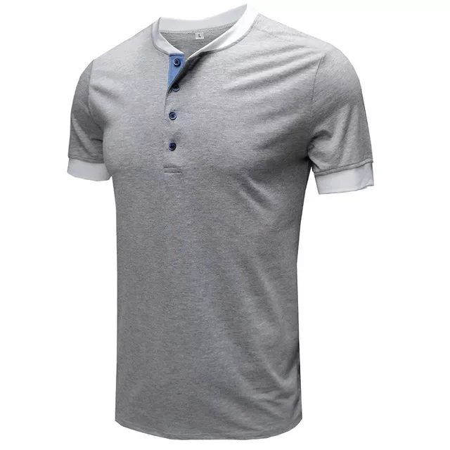 

NEW IN Summer Henry Collar T Shirt Men V-neck Casual Retro Men's T-shirts Quality Cotton Short Sleeve Bottoming Male Tops Te