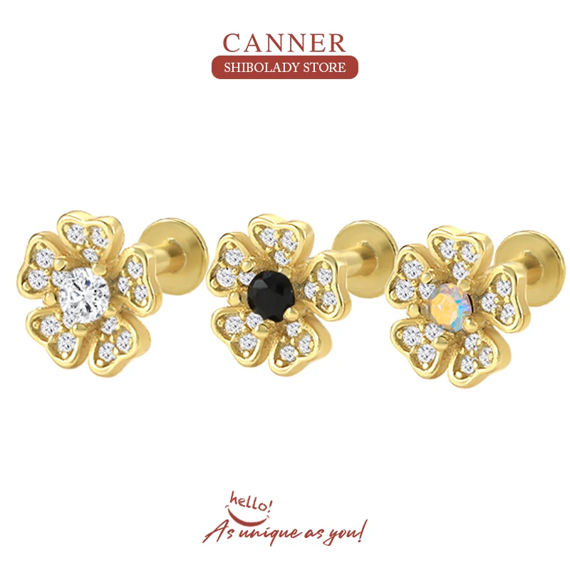 

CANNER 1pc Daffodils Stud 925 Sterling Silver Earring For Women Stud Earrings Huggie Fine Jewelry Piercing Accessories Wedding