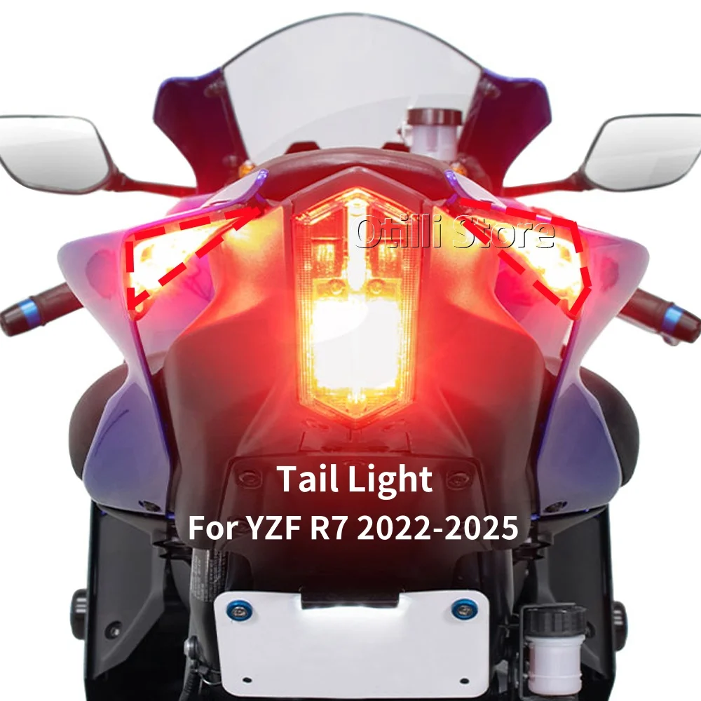 Фото YZF R7 мотоциклетный светодиодный указатель поворота задний фонарь задние задние фонари встроенный стоп-сигнал для Yamaha YZFR7 YZF-R7 2022 2023 24 25 №1