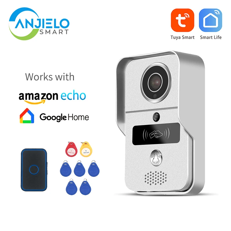 1080P Wireless Doorbell Tuya Smart Wifi Door Bell Apartment Office Access Card Video Intercom For Home Remote Unlock Doorbell