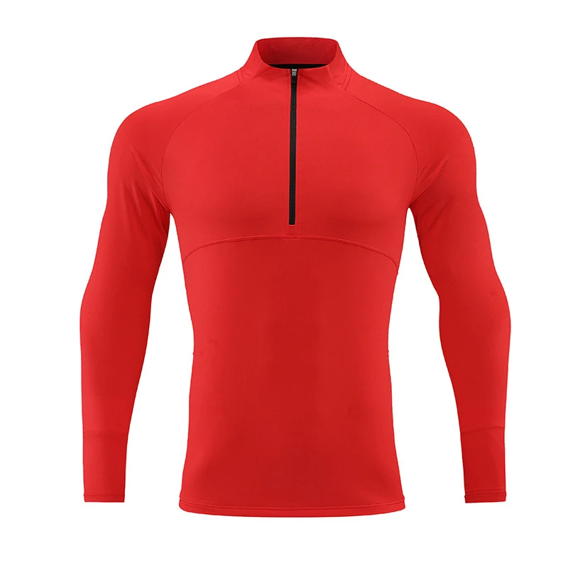2022 Autumn Men's Running Training Long Sleeve Tops Quick Dry Stand Collar Zipper Up Outdoor Sports Gym Fitness Skinny Clothing