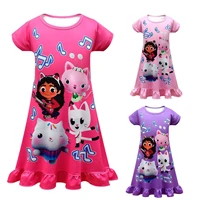 2022 summer cute gabby cats dress kids gabbys dollhouse vestidos for baby girls kawaii anime pajamas dresses princess nightgown