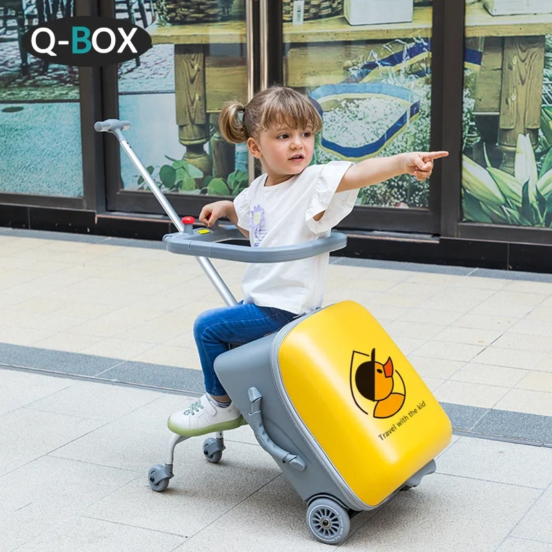 Children's Luggage Can Ride Lazy Pull Rod Travel Slip Walk the Children Fantstic Product Baby Password Suitcase Small Yellow Duc