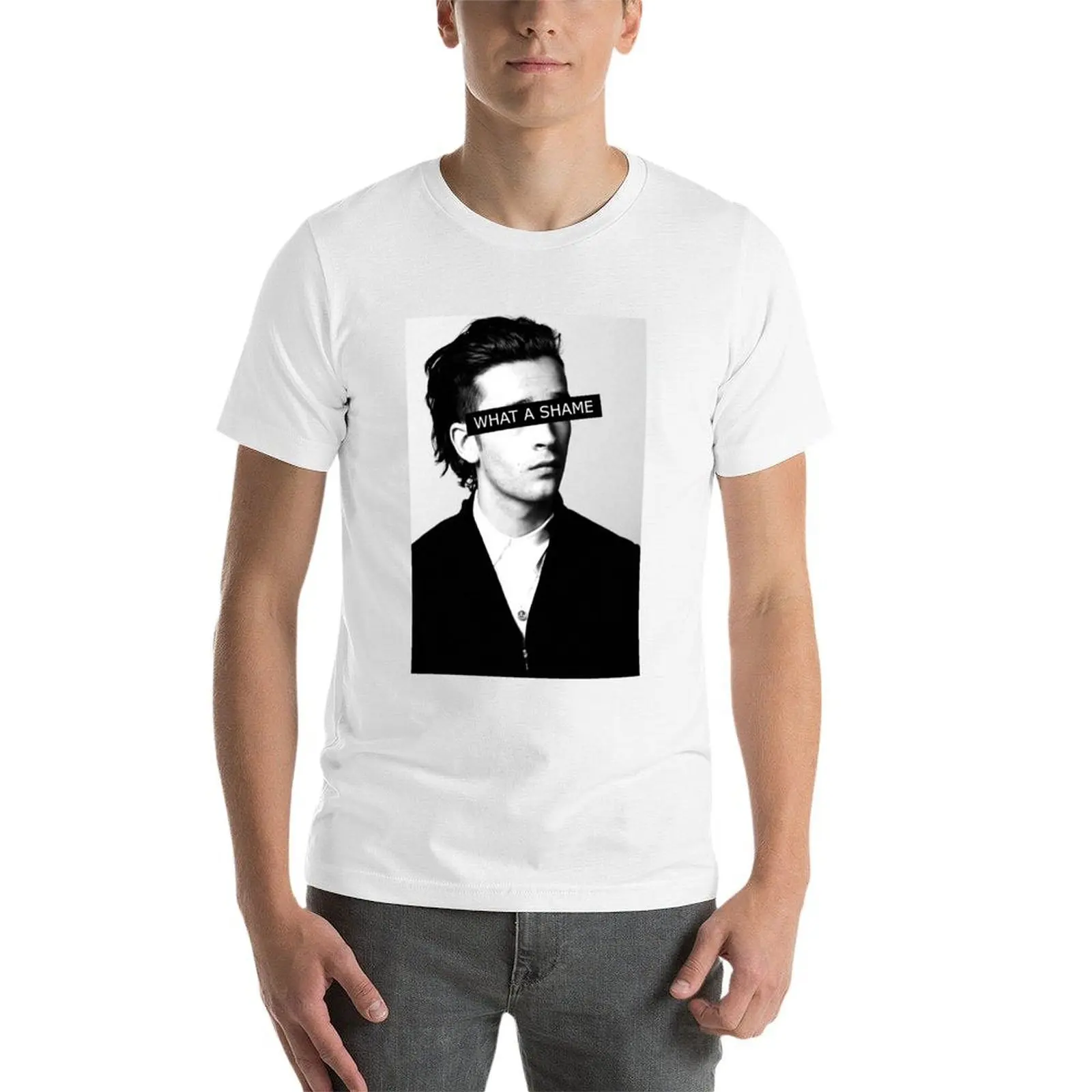 Фото WHAT A SHAME - Matty Healy of The 1975 T-Shirt man t shirt heavy cotton t shirt for man man tshirt T-shirt №3
