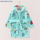 Детский фланелевый Халат с длинным рукавом, с мультяшным принтом фланелевый халат с героями мультфильмов для маленьких мальчиков и девочек, зимний повседневный теплый пижамный халат с длинными рукавами для детей