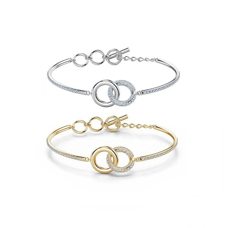 

Двойное кольцо с бриллиантами В креативном дизайне 1:1, браслет с пряжкой, изысканное простое очаровательное женское серебряное ювелирное и...