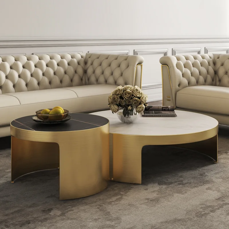 

High quality living room table leg tea table side table marble countertop luxury marble tea table intelligent glass round