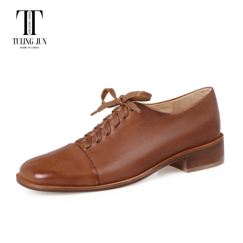 Туфли-лодочки женские на низком каблуке с закругленным носком весна-осень