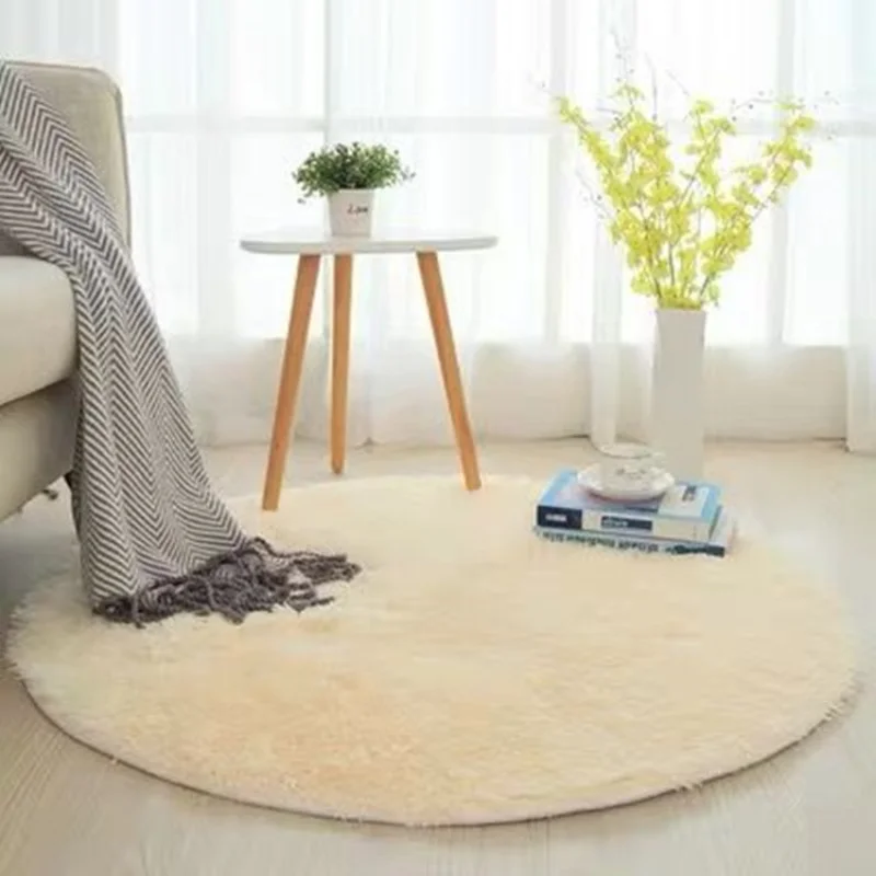 

Silk and Wool Carpet Living Room Tea Table Bedroom Round Carpet Decoration Furry Comfort Carpets Home Decor Mat Foot Area Rug