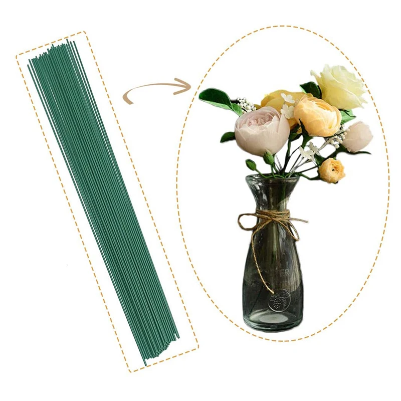 200 PièCes Sé Annivers 22 Jauge Vert Foncé Floral Tige Fil Artisanat Papier Eniseuré Artificielle Plante pour