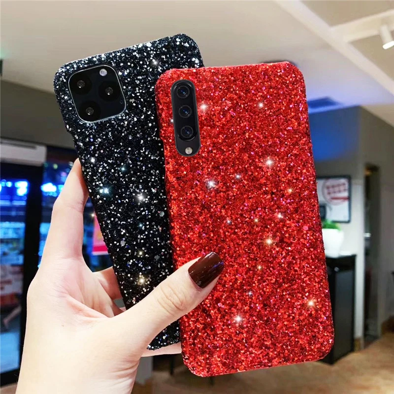 

Bling Hard Back Cover For Xiaomi Mi A1 A2 8 Mi A3 Lite 5X 6X Luxury Glitter Sequins Case For Xiomi Mi CC9E 9 SE Mi 9T Pro Bumper