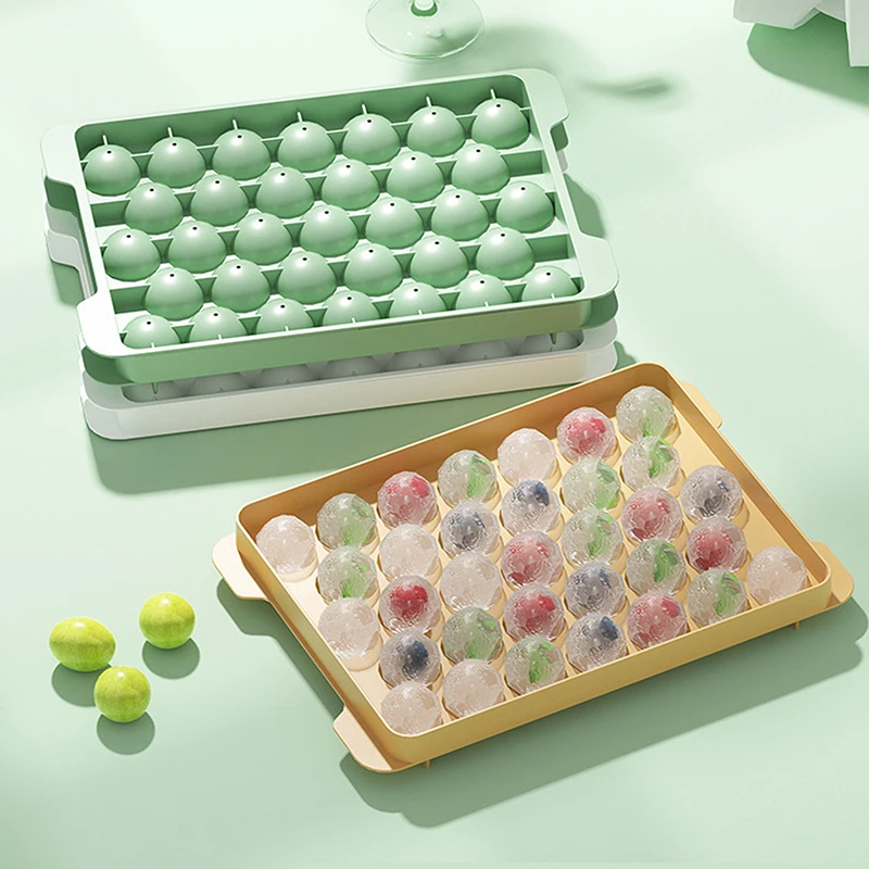 Лоток для льда с круглыми шариками 33 ячейки крышкой