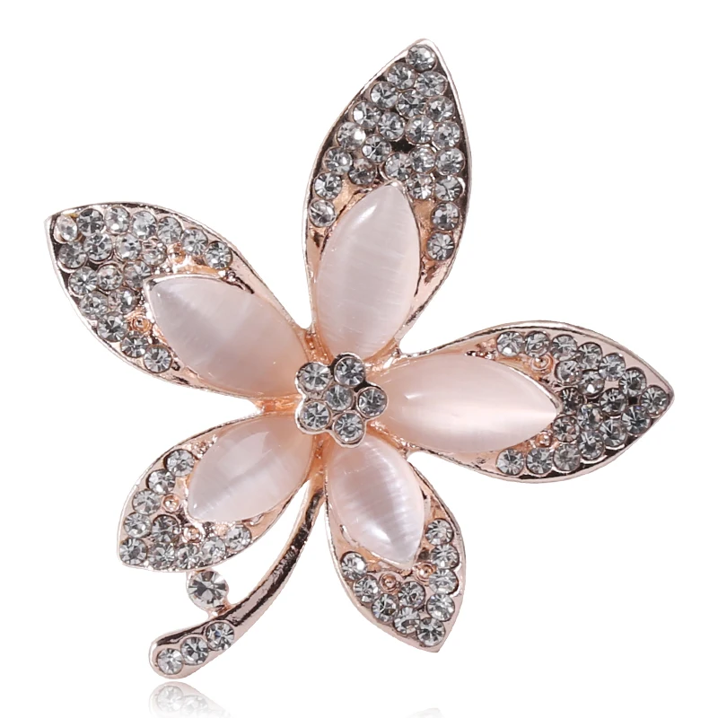 

Fashion Sparkly Crystal Flower Brooch Pin For Women Beautiful Created Opal Brooches Luxury Collar Accessories Jewelry Gifts