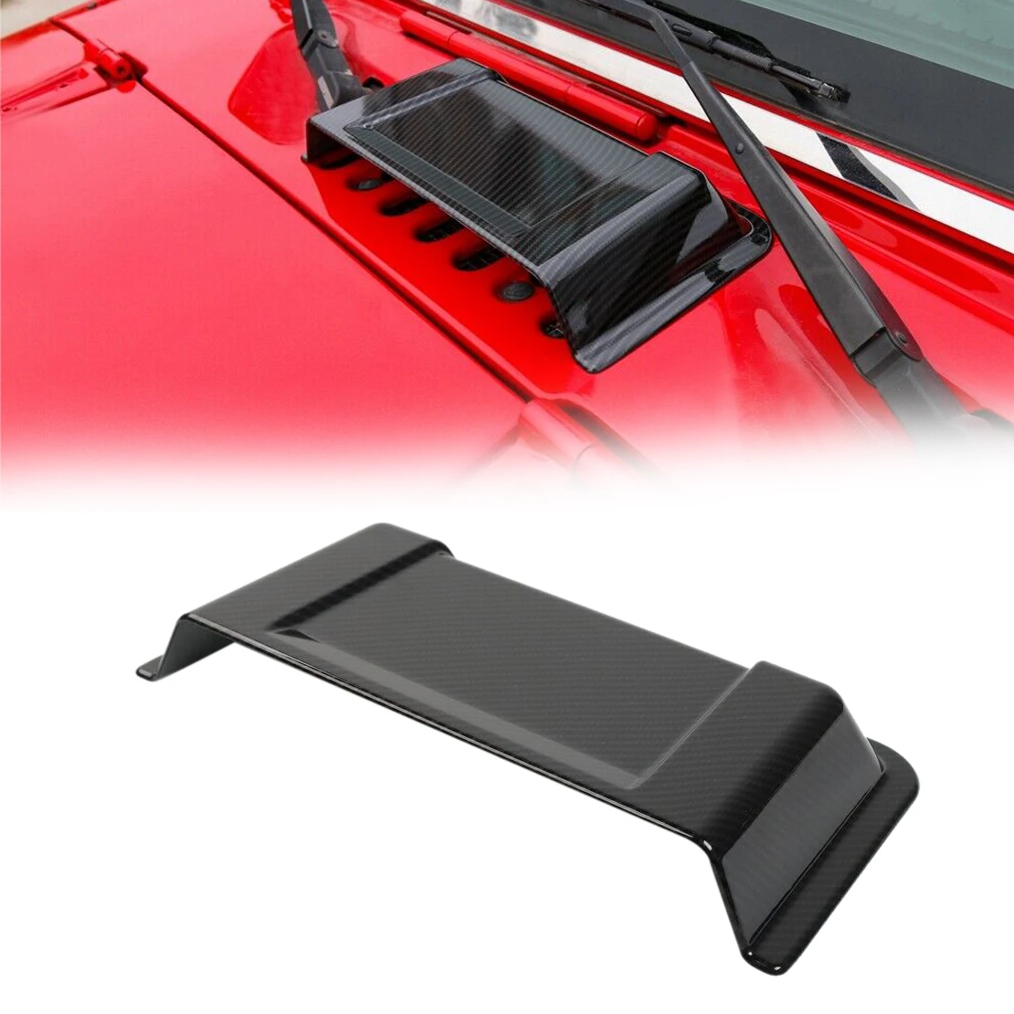 

Hood Air Intake Vent Scoop Rain Cap Shield Cover Fit for Jeep Wrangler JK TJ 1997 1998 1999 2000-2017 Carbon Fiber Style ABS