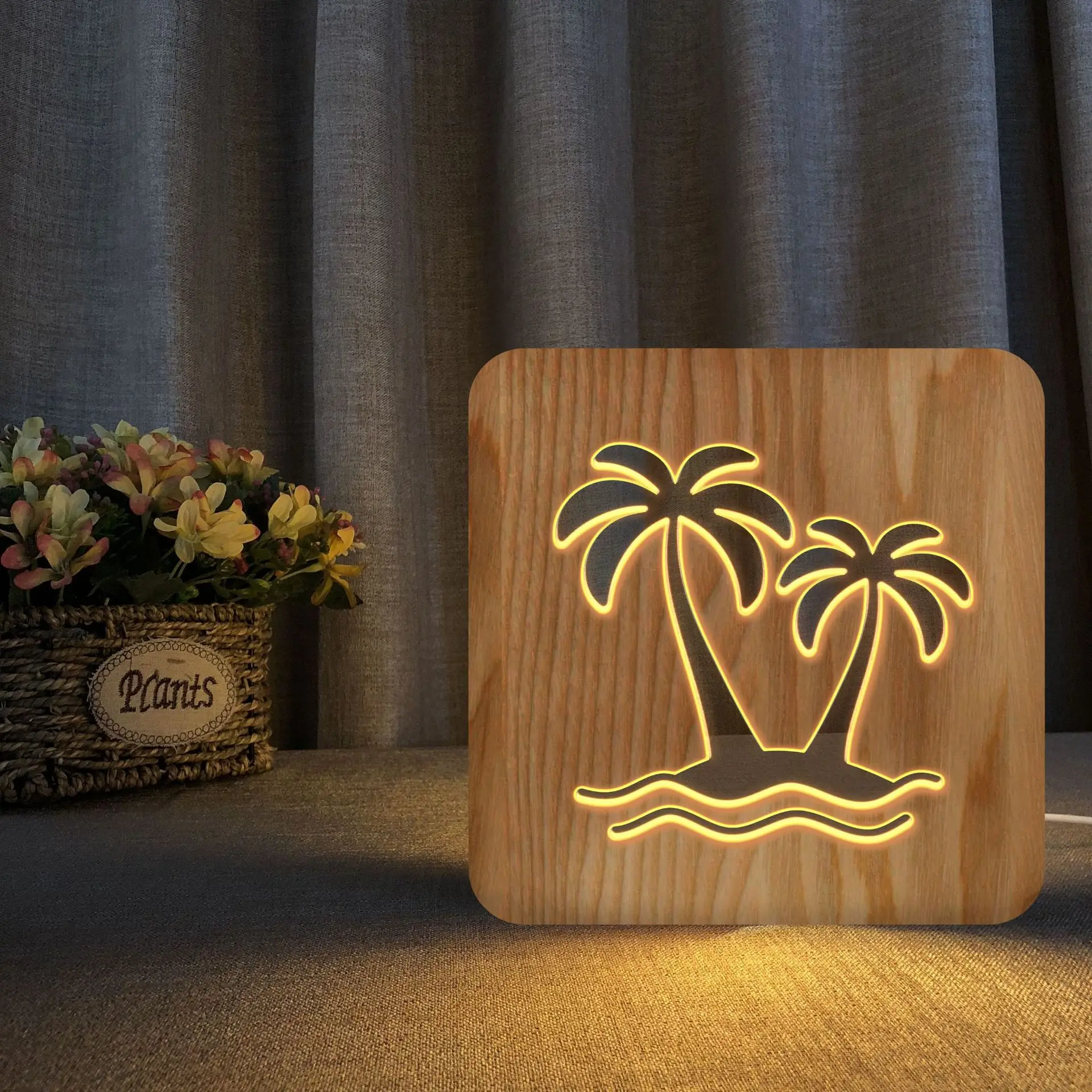 

Coconut Tree Birthday Gift 3D Wooden Lamp Factory Table Lamp Night Lamp Bedside Lamp Decorative Lamp Dropshipping Best Decor