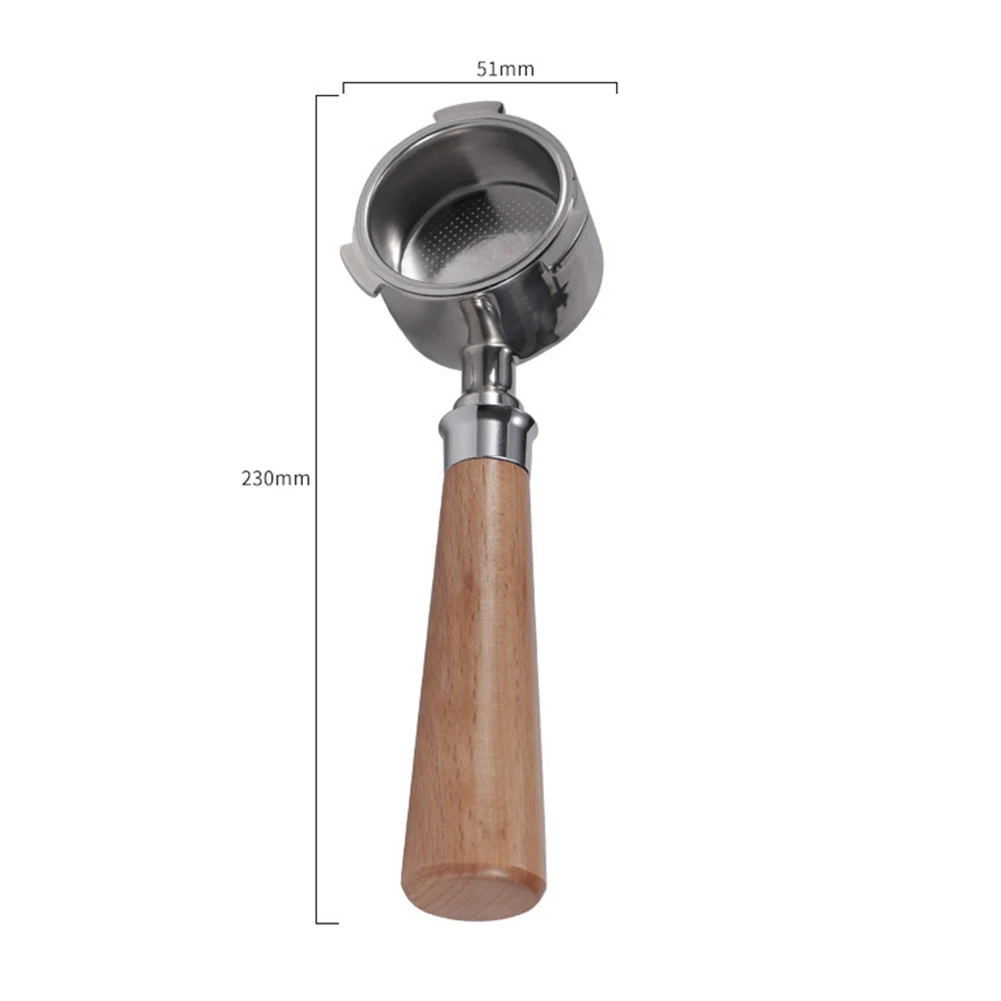 

51mm Coffee Bottomless Portafilter Filter Wood Handle Stainless Steel Coffeeware Kitchen Accessories