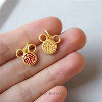mimo jewelry copper plated genuine gold ancient method sand gold burning blue fu character manual diy pendant