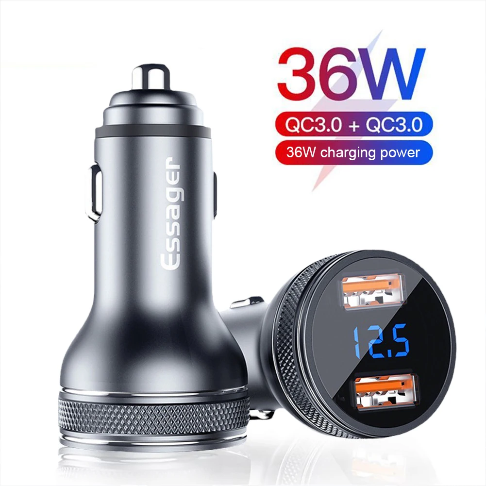 

Автомобильное зарядное устройство USB, 36 Вт, быстрая зарядка 3,0, зарядное устройство для iPhone 14, 13, Huawei, Samsung, автомобильное зарядное устройство ...