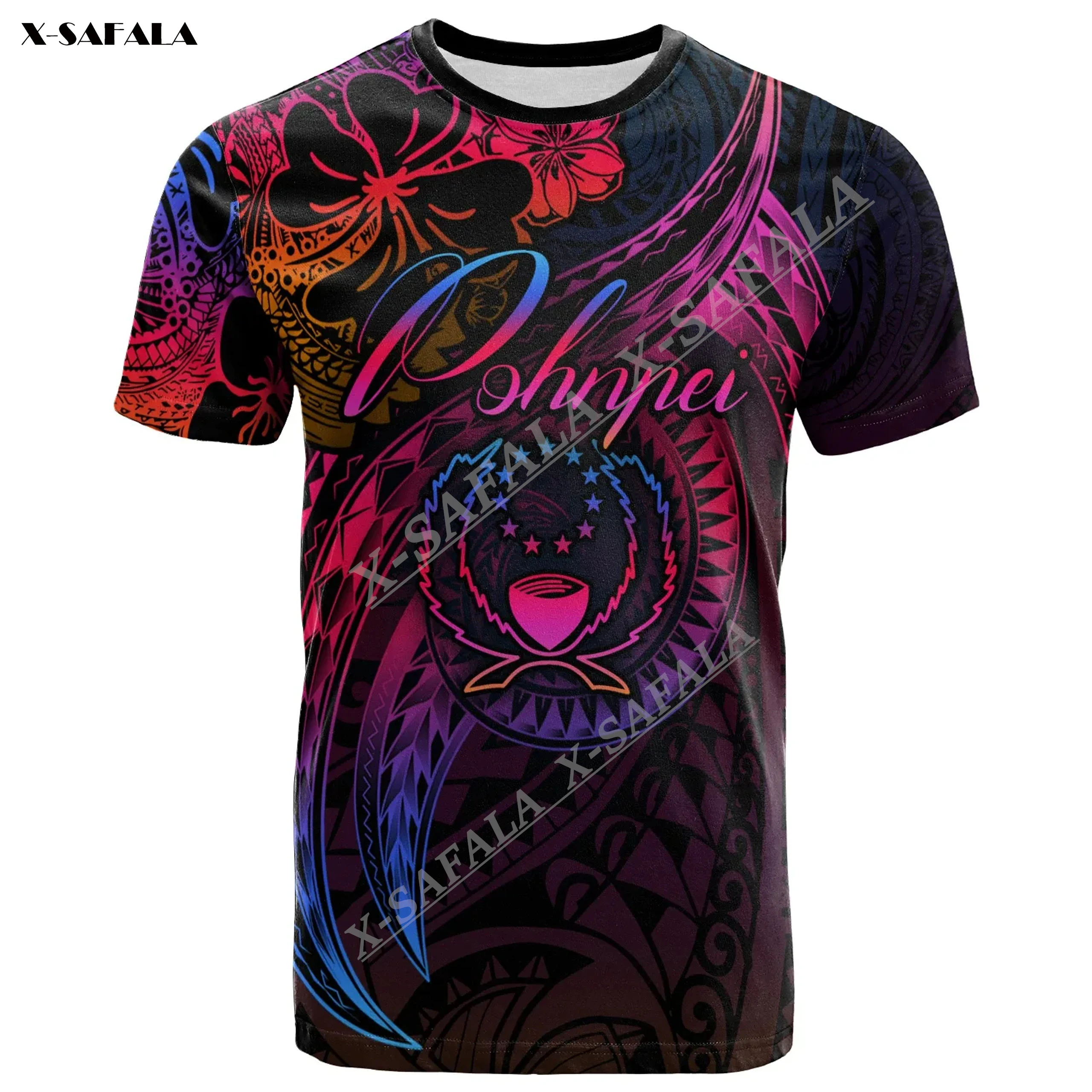

Pohnpei Rainbow Custom Polynesian Hawaii 3D Print Men T-Shirts Tops Tees Short Sleeve Casual Quick Dry Breathable