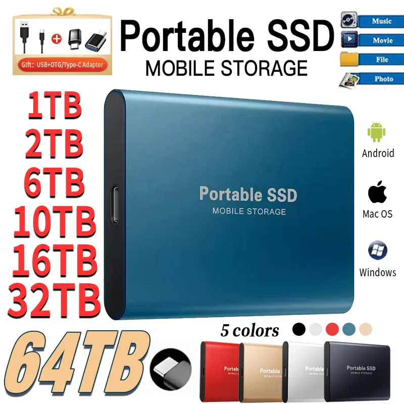 New external hard drive 1TB High-Speed SSD 2TB External Hard disk Solid-state Disk Hard Drive for Laptop/Desktop/Mac Original