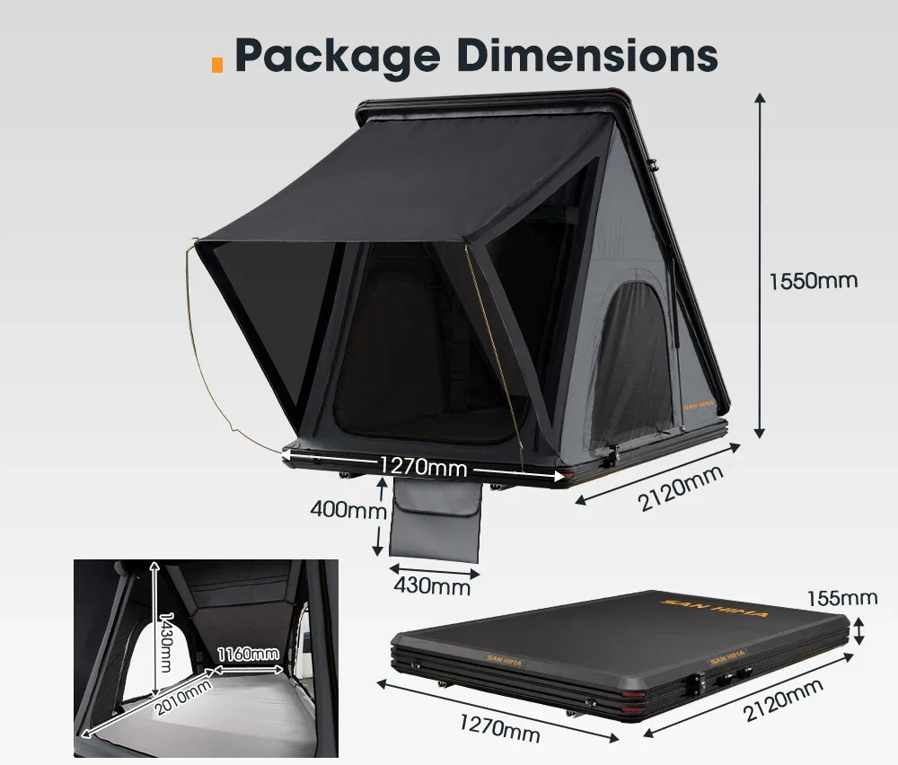 SAN HIMA алюминиевая треугольная жесткая крыша с жестким корпусом палатка для