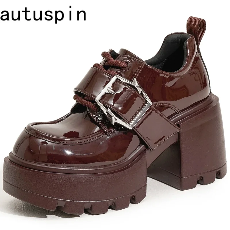 Женские туфли-лодочки из лакированной кожи на толстом каблуке 8 5 см