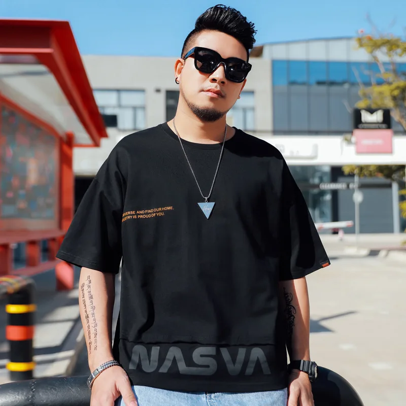

2022 New Summer Plus Size T-Shirt 7XL 6XL 5XL 4XL Fashion Men's Round Neck Short Sleeve Loose Print Casual Pullover T-Shirt
