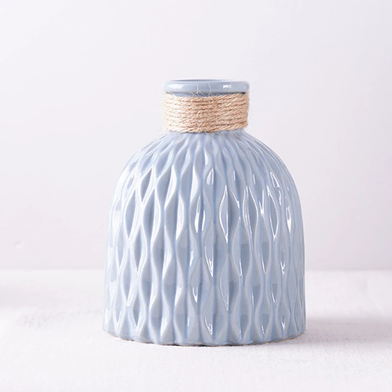 

Ceramic Flower Vase 5.9inch Blue Small Top Opening Gorgeous Texture Ceramic Vase for Home Table Kitchen Living Room Office Decor