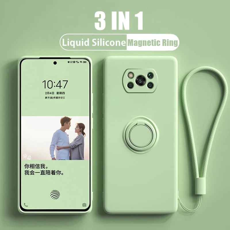 

Poco X3 Pro M4 M3 X3 NFC F3 Case Silicone Ring Holder Strap Cover For Xiaomi Redmi Note 10 9 Pro 9S 10S 11S Mi 12 11 Lite NE 5G