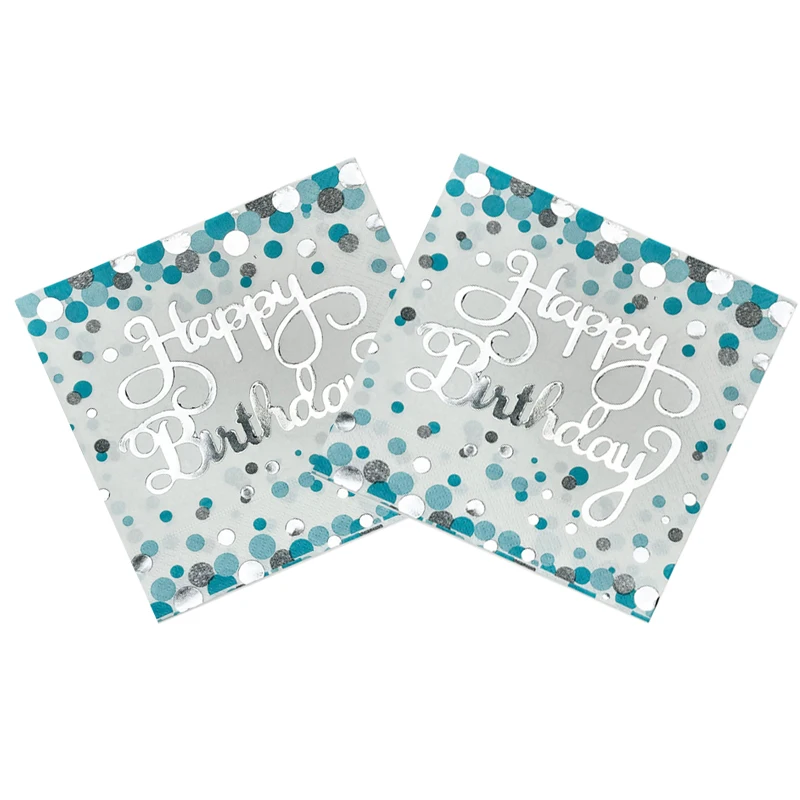

10Pcs Hot Stamping Silver Dot Birthday Napkin Happy Birthday Anniversary Party Baby Shower Decoration Supplies