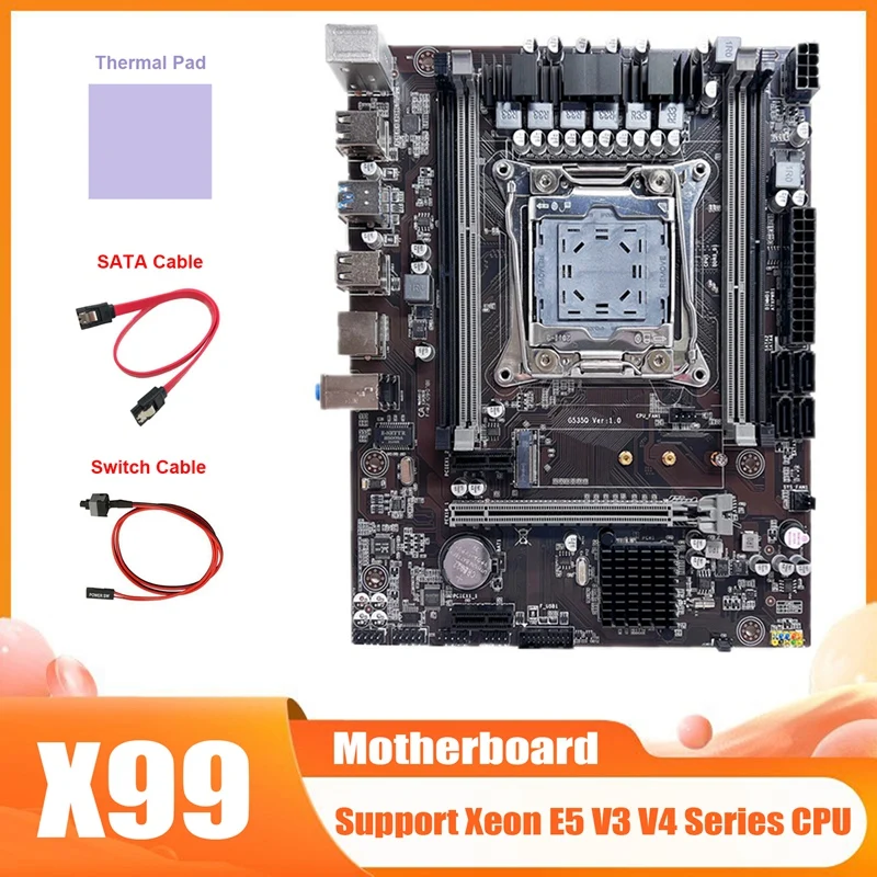 X99 Motherboard LGA2011-3 Computer Motherboard Support DDR4/DDR3 RAM Memory With SATA Cable+Switch Cable+Thermal Pad