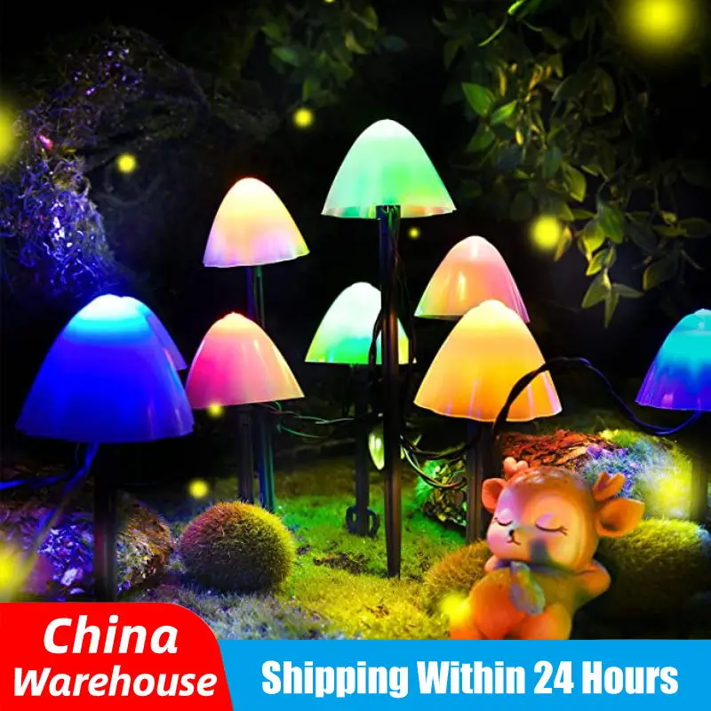

LED Solar String Lights Outdoor Garden Lawn Landscape Mushroom Lamp IP65 Waterproof Fairy Lights Decor for Patio/Yard