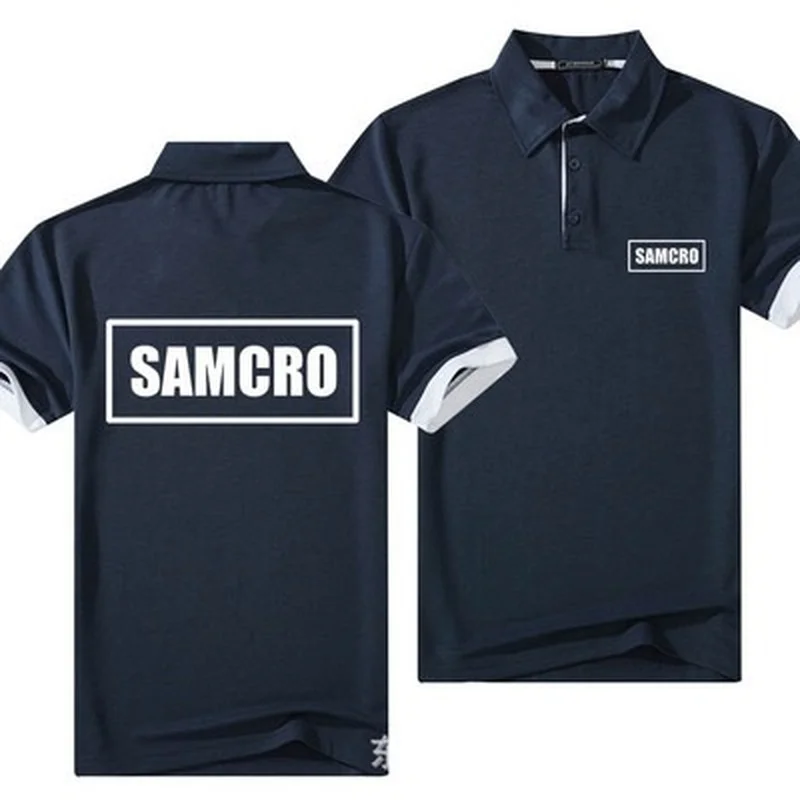 

Summer New Men Leisure Lapel SAMCRO Logo Polo Fashion Cotton T-Shirts Casual Breathable Short Sleeve Tops 5 Colors