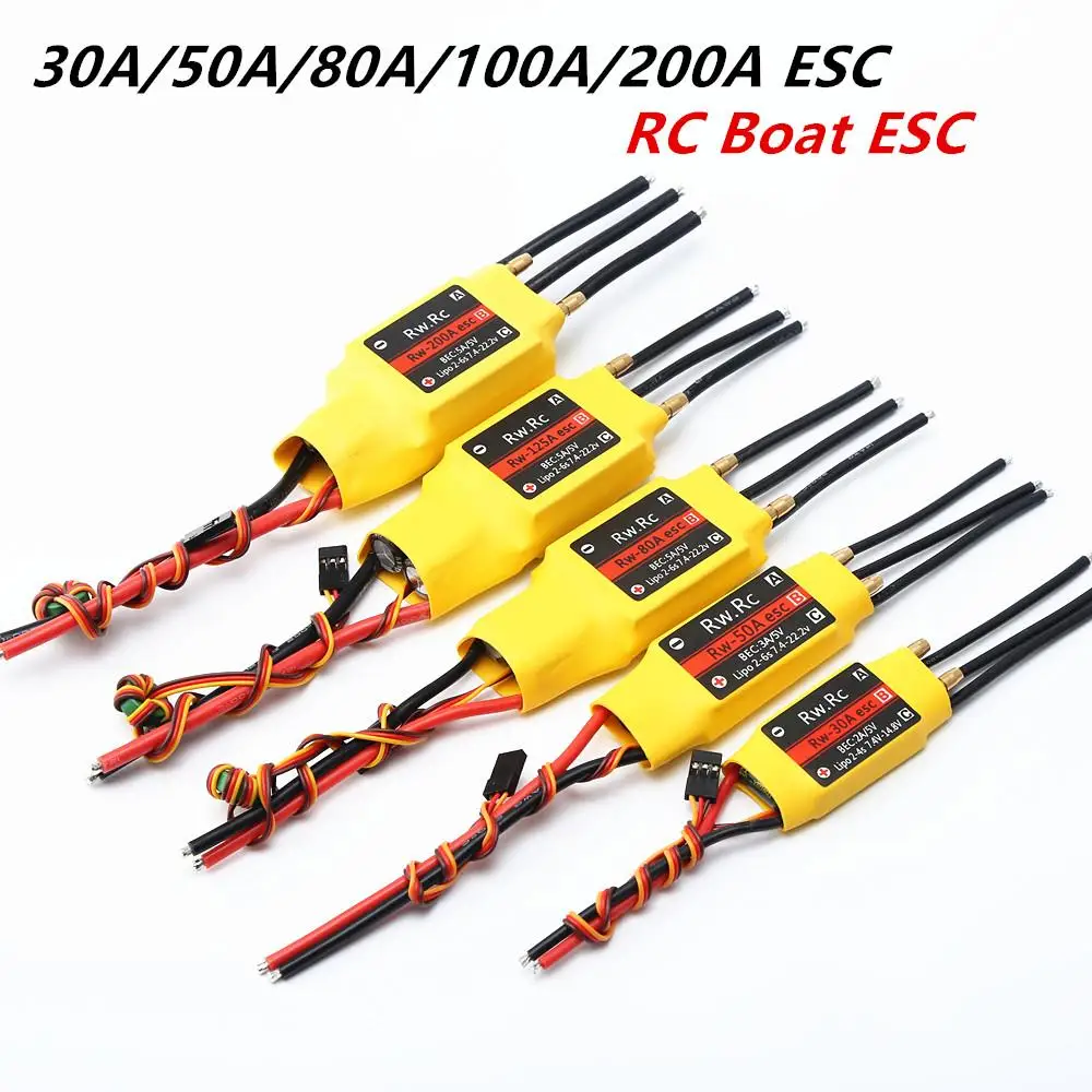 

2-6S 30A/50A/80A/100A/200A ESC 5V/3A 5V/5A UBEC Бесщеточный Регулятор скорости ESC для радиоуправляемой лодки BEC u200a/S для самолета, лодки