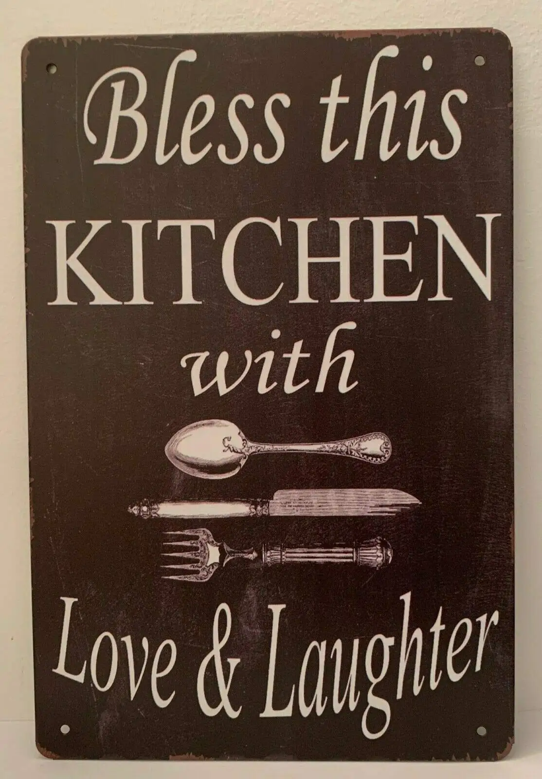 

Tin Sign Bless This Kitchen Love Laughter Quotes Saying Retro Metal Signs Plaque Retro Wall Home Bar Pub Vintage Cafe Decor, 8x1