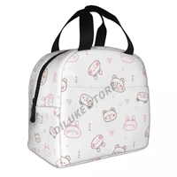 cartoon bear and bunny face design insulated lunch bags print food case cooler warm bento box for kids lunch box for school