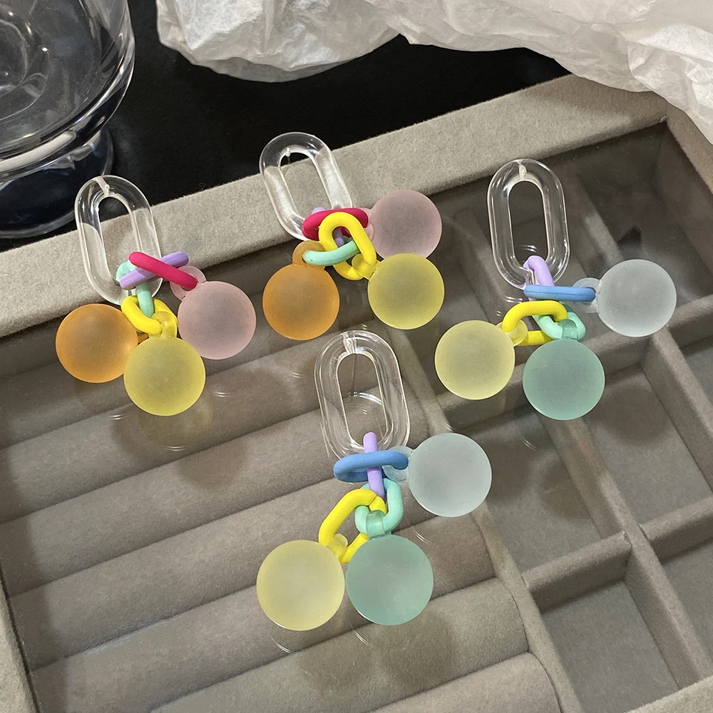 Lifefontier милые карамельные цвета акриловые шарики Висячие серьги для женщин