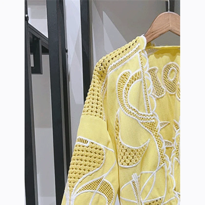 

Hollow Tie V-neck Loose Coat Women 2023 Early Autumn