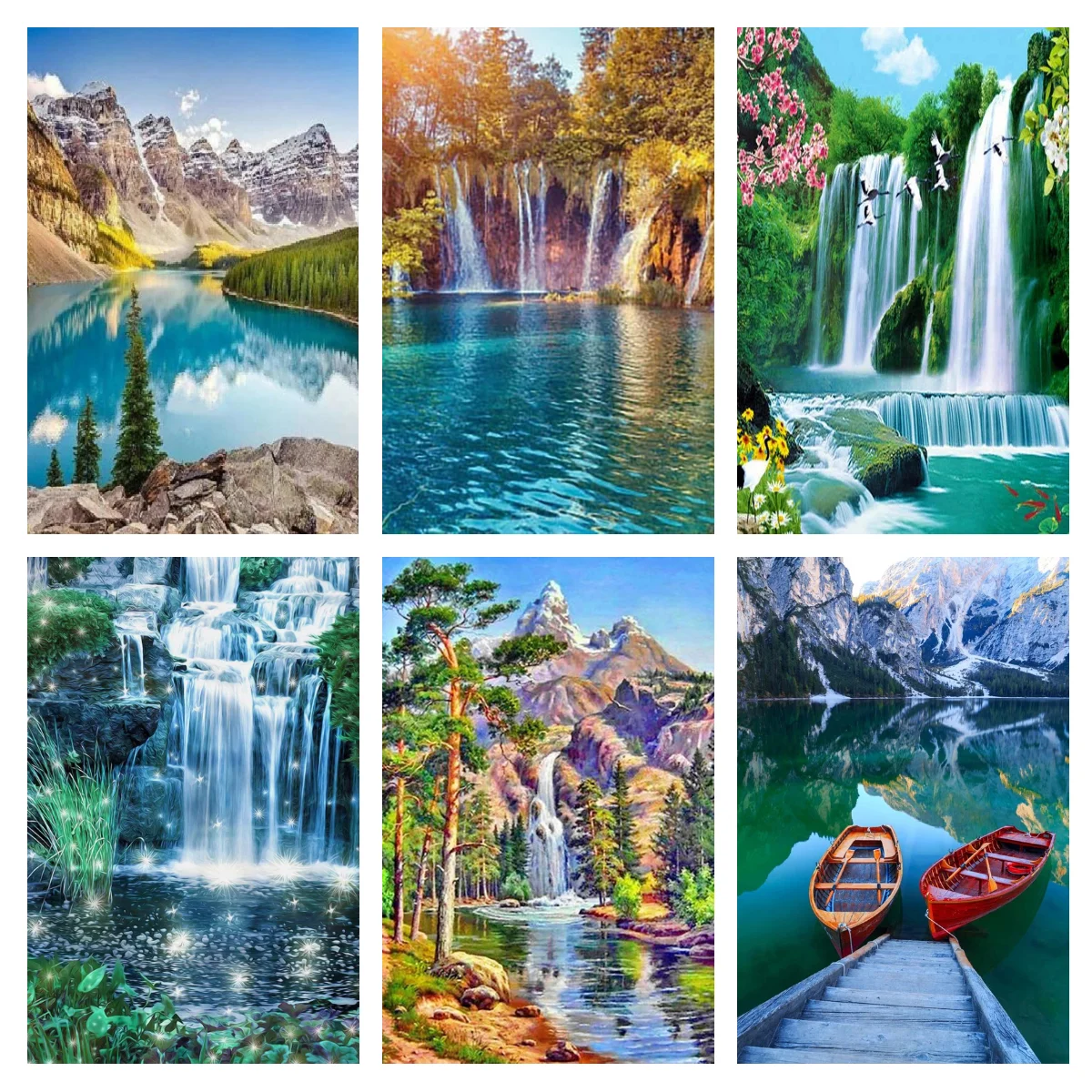 

5D DIY Diamond Painting Waterfall Landscape Picture Full Diamond Embroidered Mosaic Forest Cross Stitch Kit Home Decoration Gift