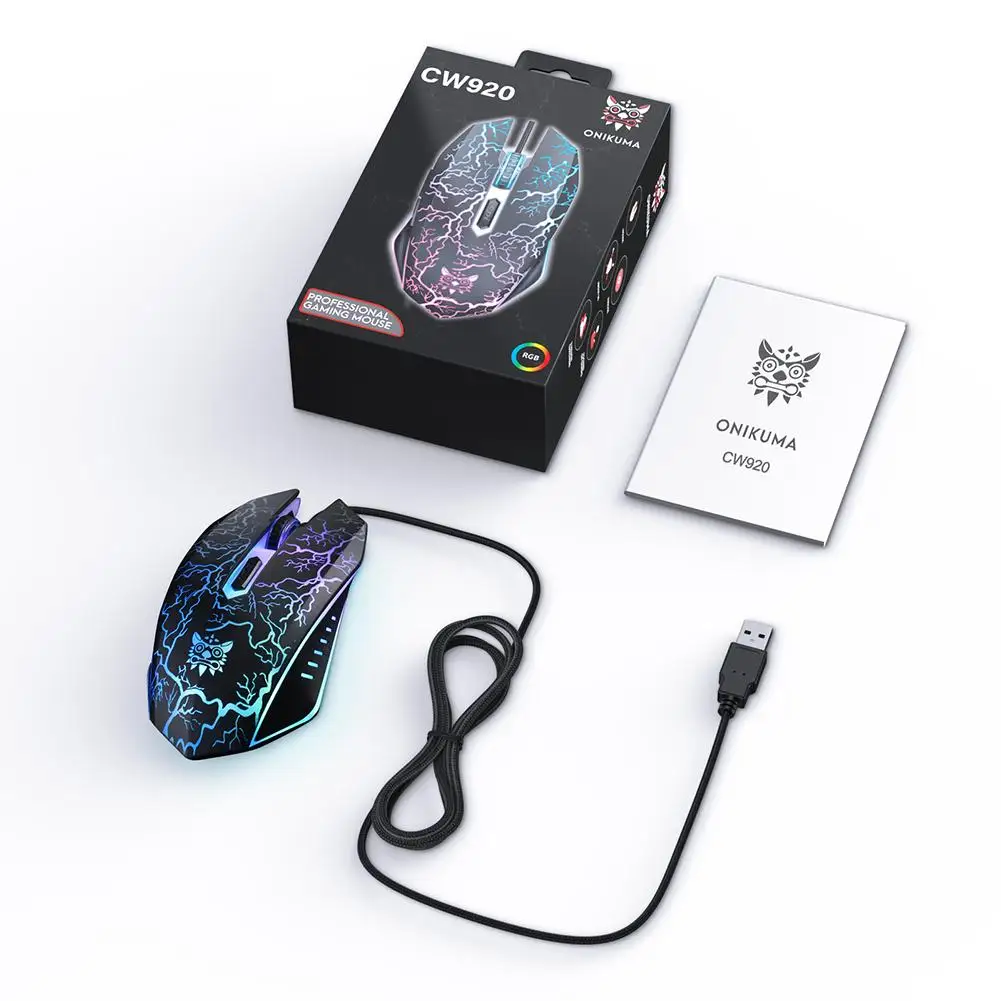 LED Computer Gaming Mouse Crack Backlight Ambilight RGB Game Mice 4-speed 1200-3600dpi Adjustable USB Wired Mouse for PC Latop images - 6