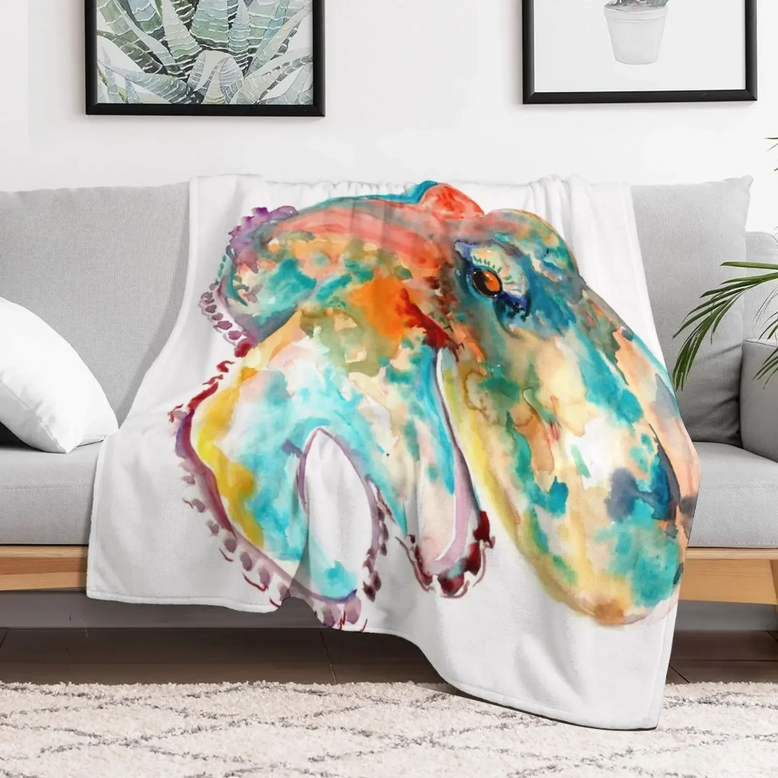 Оранжевое бирюзовое одеяло с осьминогом фланелевые одеяла ворсом для волос