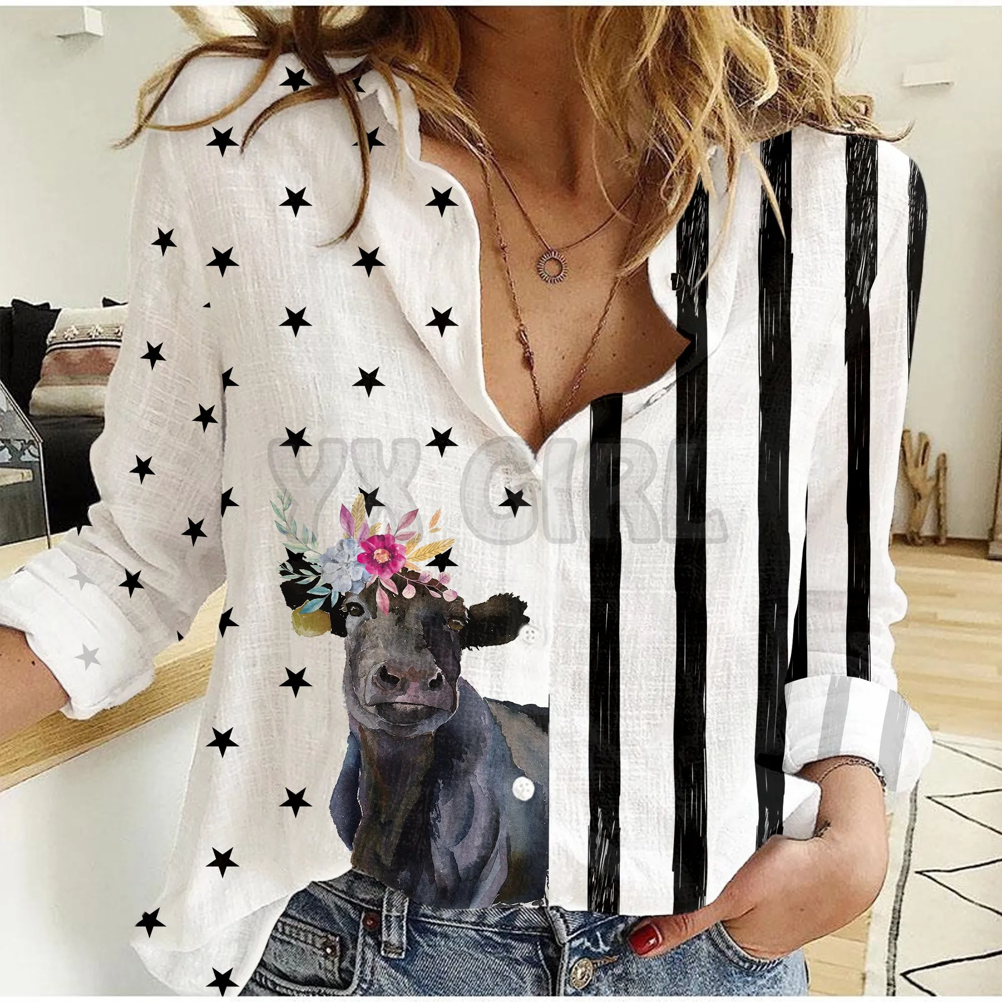 Рисунок 6 - Женская льняная рубашка с 3D принтом