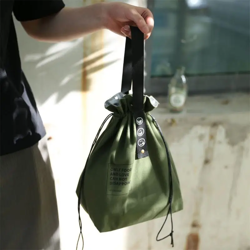 

Refrigeration Canvas Lunch Bag Large Capacity Good Insulation Camping Meet Daily Drawstring Insulation Bag Beam Easy To Clean