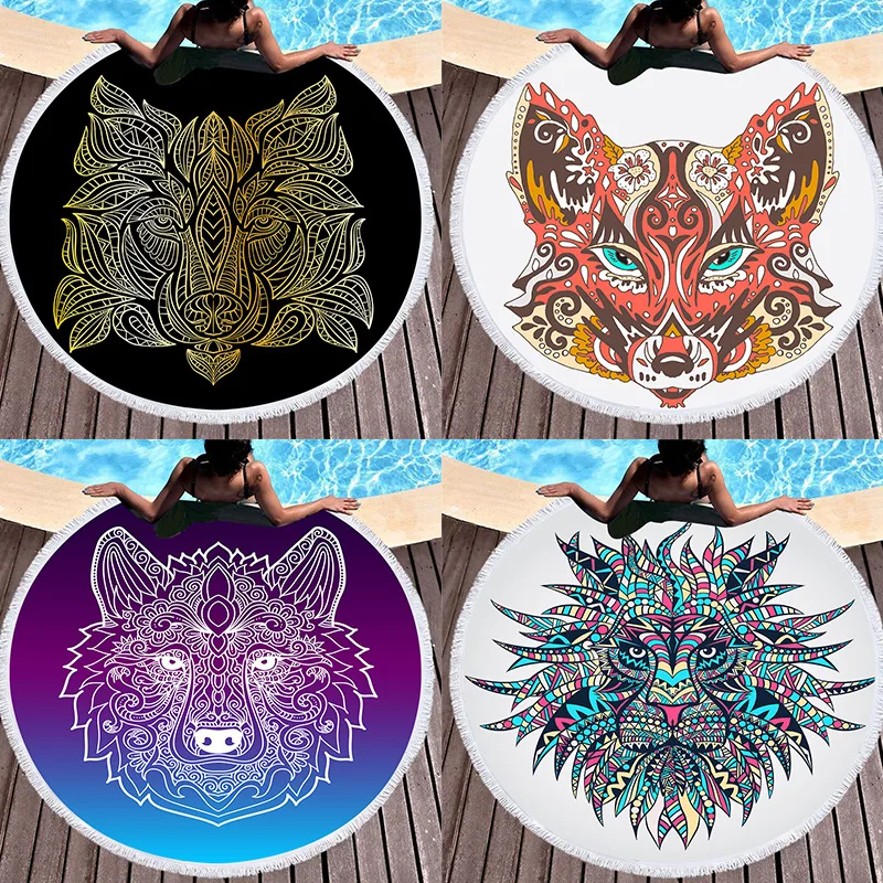 

Cross-border bath towel European and American style can not be static and lint-free microfiber round beach towel 150cm