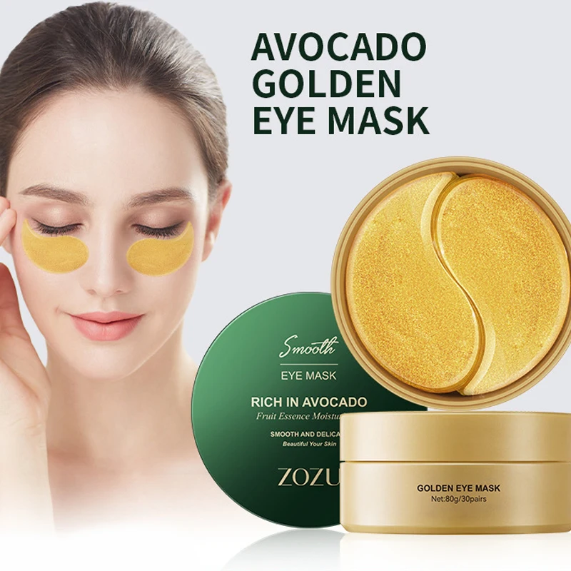 60pcs Avocado Golden Collagen Eye Mask Anti Dark Circles Eye Bags Moisturizing Anti Wrinkle Eye Patches Skin Care Products