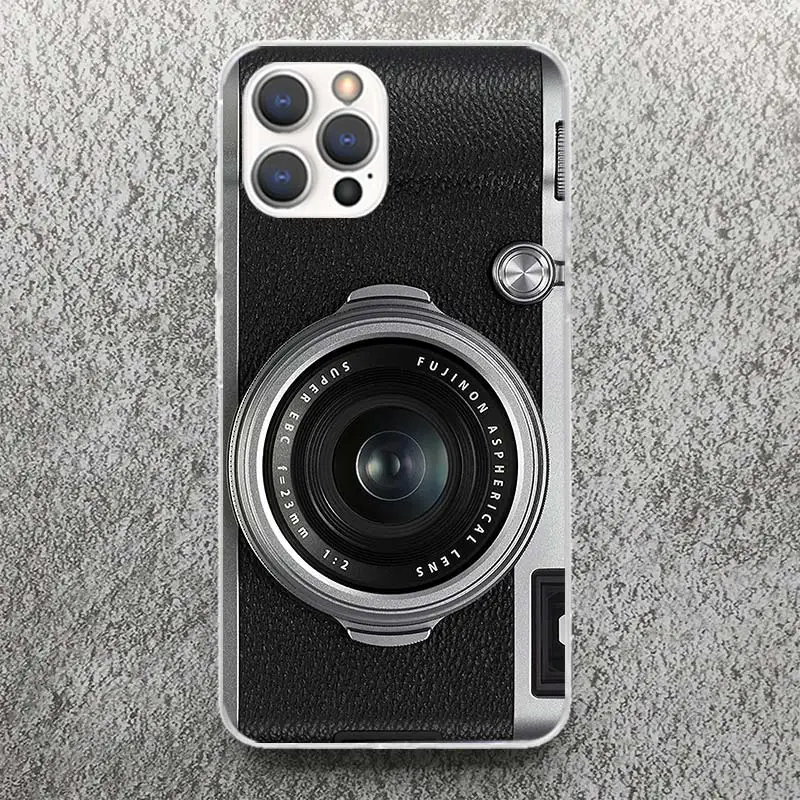 Модный классический мягкий чехол с принтом объектива камеры для iPhone 16 15 14 13 12 11 Pro