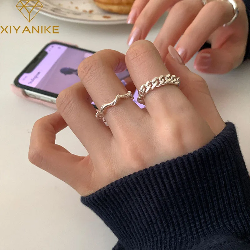 

DAYIN Delicate Chain Twist Cuff Finger Rings For Women Girl Korean Fashion New Jewelry Friend Gift Party anillos mujer