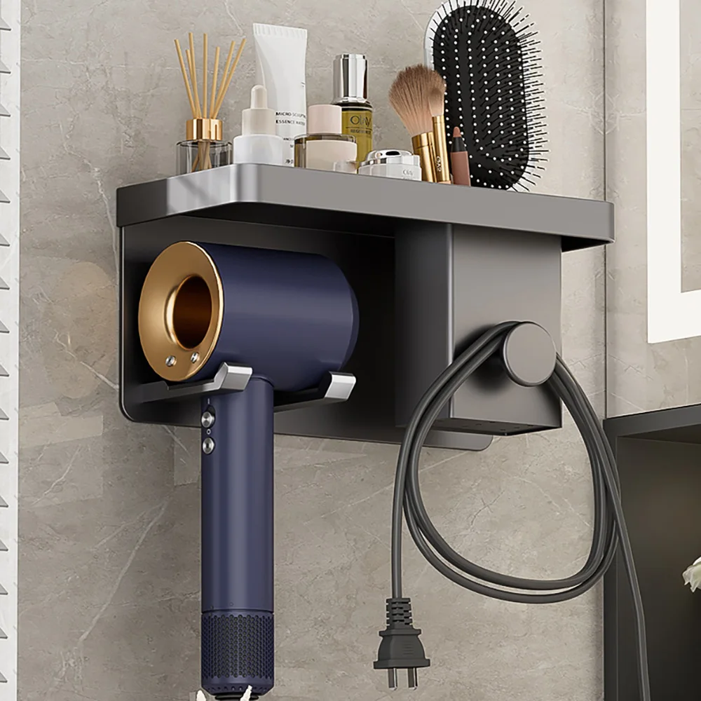 

Wall Organizer Aluminum With Hair For Dryer Accessories Hairdryer Storage Tray Dryer Holder Cradle Bathroom Dryer Toilet Stand