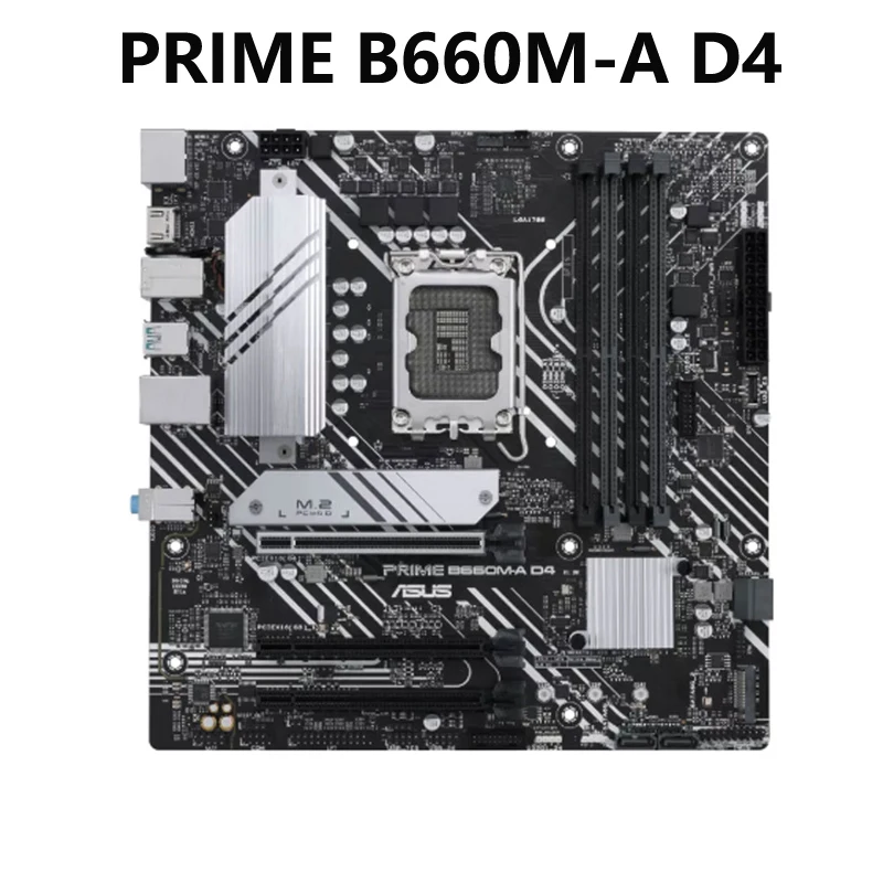 

Материнская плата ASUS PRIME B660M-A D4 Intel B660 (LGA 1700) mATX с PCIe 4,0, 2xM.2 слота, 1 ГБ Ethernet, DP, 2xhdmi, задний USB 3,2